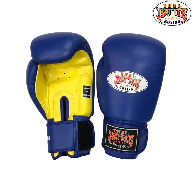 GTB A01 Boxing Gloves Leather Blue Yellow Thai Battle Boxing All Muay Thai Equipments Thai battle Boxing is the shop at MBK center. Best Quality