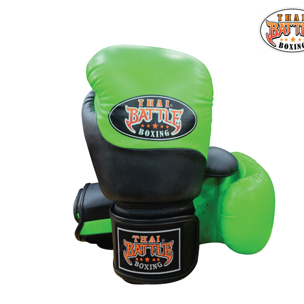 green and black boxing gloves